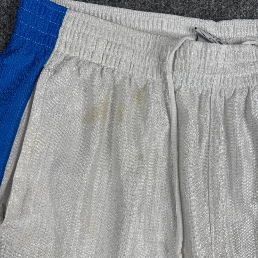 Nike Athletic Shorts Mens Size L White Blue Mesh Basketball Drawstring Stained